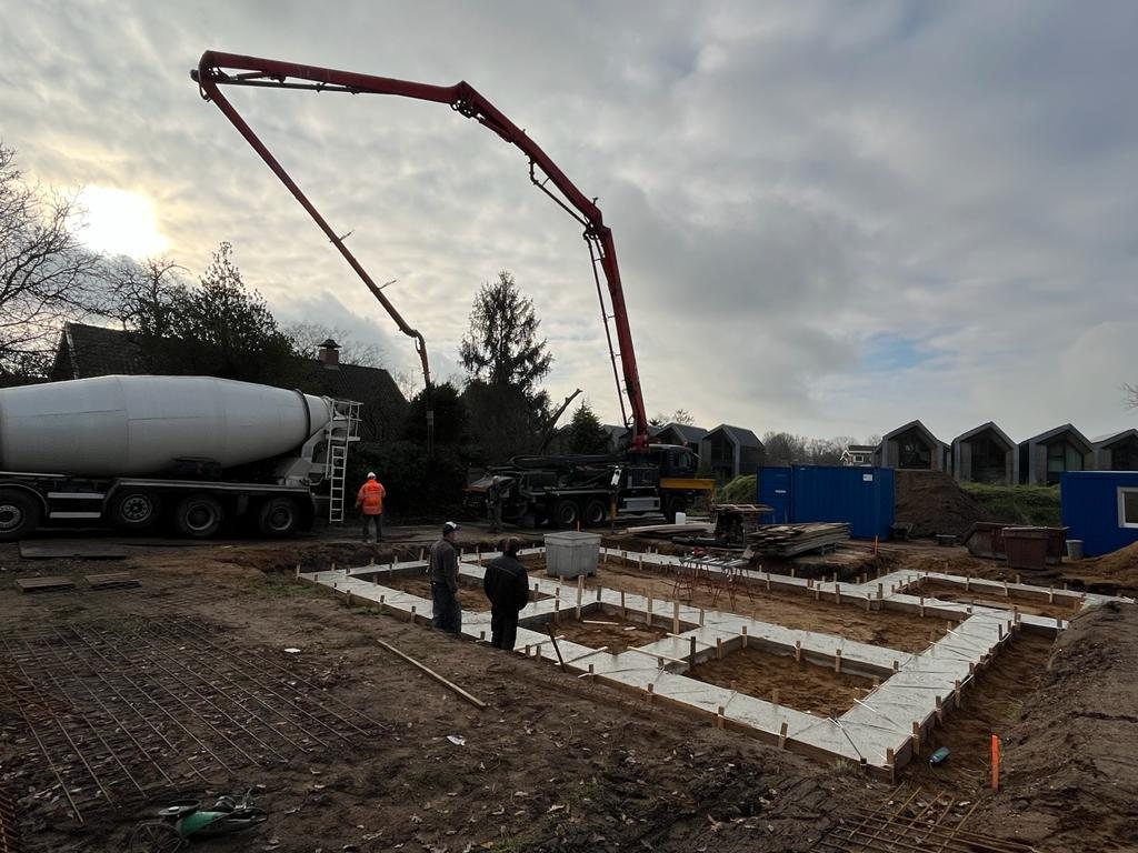 De fundering wordt gestort